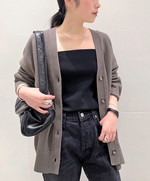 AP STUDIO(エーピーストゥディオ)の「リラックスサイズリネンカーディガン(ニット/セーター・レディース・オリーブ/グレー/ホワイト・FREE)」の3枚目の写真