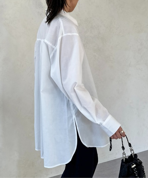 CPCM(シーピーシーエム)の「ワンポイント刺繍ビッグシャツ(シャツ/ブラウス・レディース・サックスブルー/ミント/ブルー/オフホワイト・FREE)」の9枚目の写真