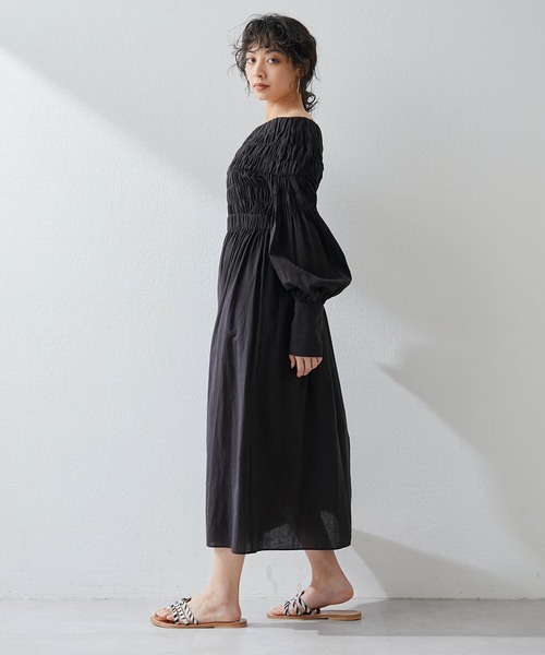 未使用品 Whim Gazette シャーリングワンピース F ブラック シャーリングワンピース | Whim Gazette(ウィム ガゼット