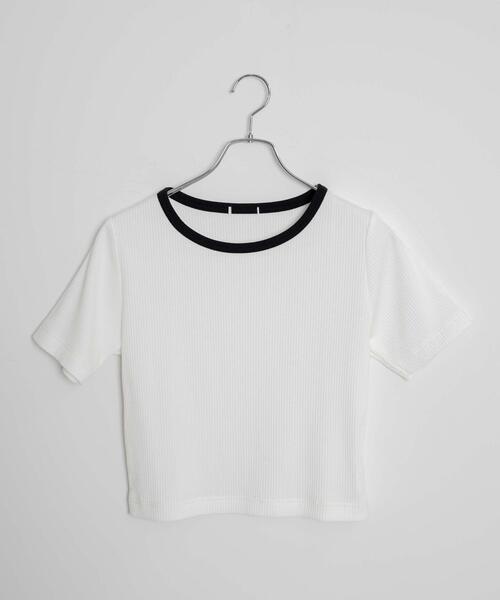 WEGO（ウィゴー）の「WEGO/コンパクトリブT（Tシャツ/カットソー・レディース・ブラック系その他/ブルー/ブラック系その他5/ブラック/ホワイト系その他5/ホワイト系その他/レッド/ホワイト/ライム・LARGE/MEDIUM/SMALL）」の18枚目の写真