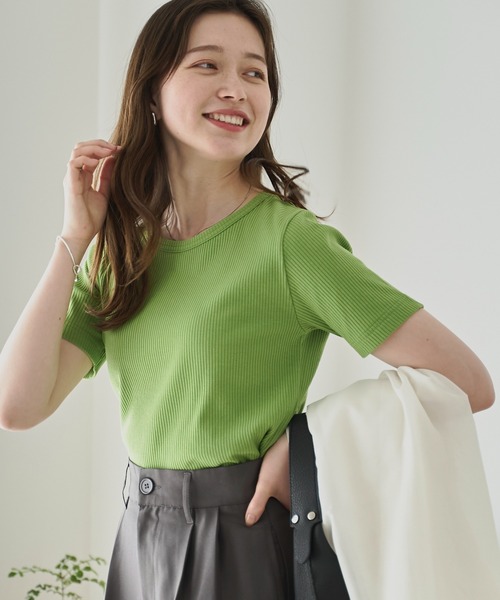 WEGO（ウィゴー）の「WEGO/コンパクトリブT（Tシャツ/カットソー・レディース・ブラック系その他/ブルー/ブラック系その他5/ブラック/ホワイト系その他5/ホワイト系その他/レッド/ホワイト/ライム・LARGE/MEDIUM/SMALL）」の7枚目の写真