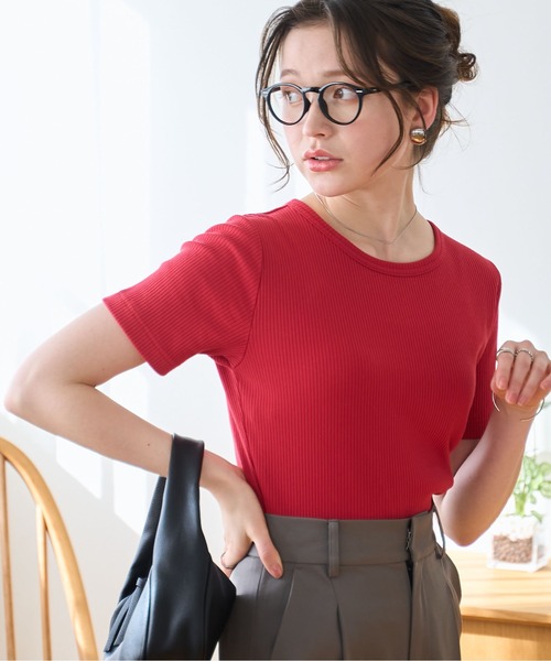 WEGO（ウィゴー）の「WEGO/コンパクトリブT（Tシャツ/カットソー・レディース・ブラック系その他/ブルー/ブラック系その他5/ブラック/ホワイト系その他5/ホワイト系その他/レッド/ホワイト/ライム・LARGE/MEDIUM/SMALL）」の13枚目の写真