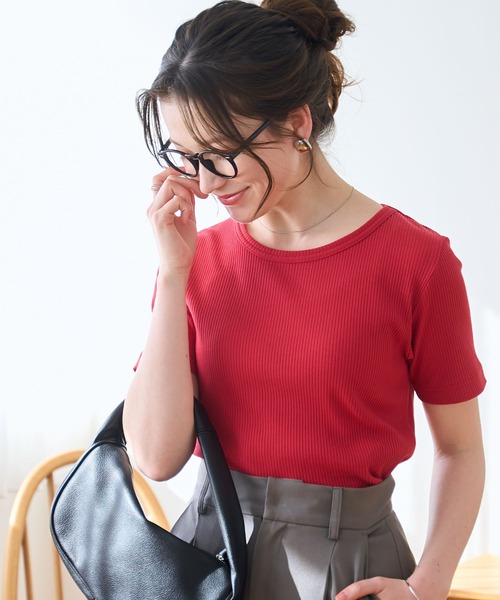 WEGO（ウィゴー）の「WEGO/コンパクトリブT（Tシャツ/カットソー・レディース・ブラック系その他/ブルー/ブラック系その他5/ブラック/ホワイト系その他5/ホワイト系その他/レッド/ホワイト/ライム・LARGE/MEDIUM/SMALL）」の15枚目の写真