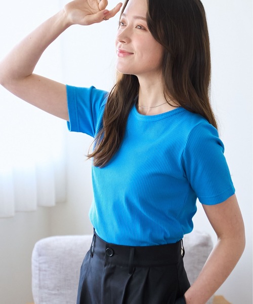 WEGO（ウィゴー）の「WEGO/コンパクトリブT（Tシャツ/カットソー・レディース・ブラック系その他/ブルー/ブラック系その他5/ブラック/ホワイト系その他5/ホワイト系その他/レッド/ホワイト/ライム・LARGE/MEDIUM/SMALL）」の11枚目の写真