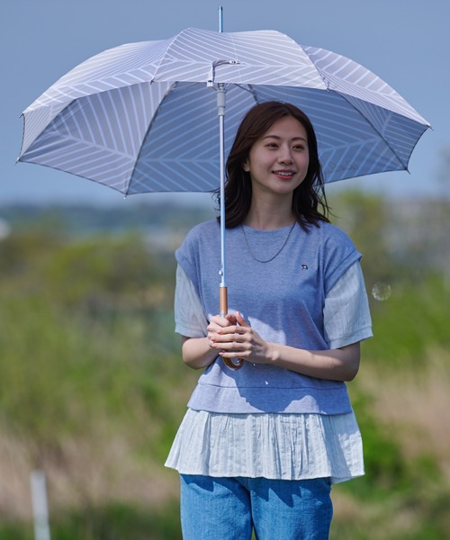 Arnold Palmer（アーノルドパーマー）の「ストライプ 晴雨兼用 シェア 長傘（長傘・レディース・ネイビー/ライトベージュ・F）」の12枚目の写真