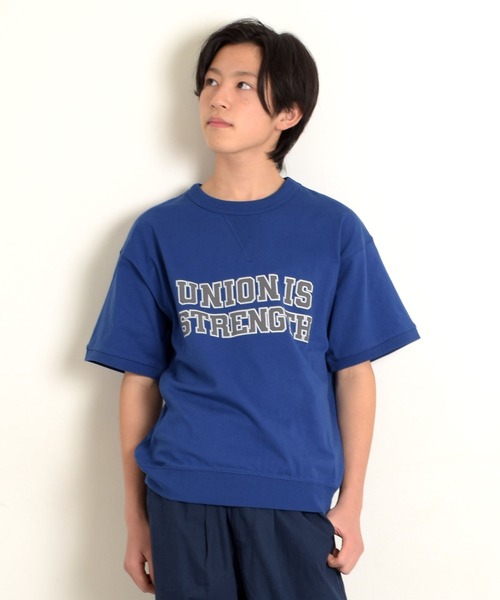 GLAZOS(グラソス)の「USAコットン・スウェットライクカレッジロゴプリント半袖Tシャツ(Tシャツ/カットソー・キッズ・ブラック/グレー/ブルー・170cm/160cm/150cm/140cm)」の3枚目の写真