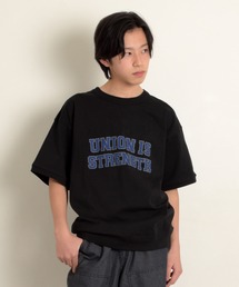 GLAZOS | USAコットン・スウェットライクカレッジロゴプリント半袖Tシャツ(Tシャツ/カットソー)