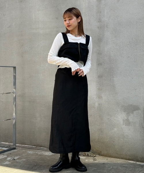 CIAOPANIC(チャオパニック)の「【WEB限定】2WAYナイロンジャンスカ(ジャンパースカート・レディース・イエロー/オフホワイト/ブラック・FREE)」の13枚目の写真