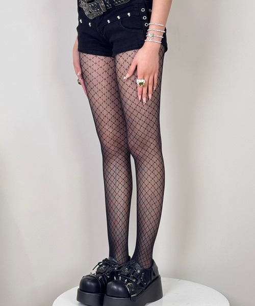 送料関税込【MARINE SERRE】リサイクルメッシュフロックタイツ Recycled Mesh Flock Tights • Marine Serre