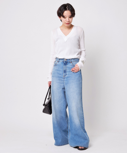 AP STUDIO（エーピーストゥディオ）の「【CAROUSELAMBRA】ルーズロングスリーブVネックティーシャツ（Tシャツ/カットソー・レディース・ホワイト/カーキ/ブラック・FREE）」の8枚目の写真