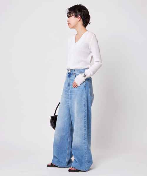 AP STUDIO（エーピーストゥディオ）の「【CAROUSELAMBRA】ルーズロングスリーブVネックティーシャツ（Tシャツ/カットソー・レディース・ホワイト/カーキ/ブラック・FREE）」の9枚目の写真