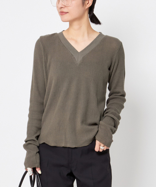 AP STUDIO（エーピーストゥディオ）の「【CAROUSELAMBRA】ルーズロングスリーブVネックティーシャツ（Tシャツ/カットソー・レディース・ホワイト/カーキ/ブラック・FREE）」の15枚目の写真