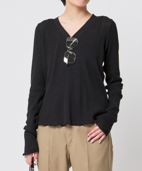 AP STUDIO（エーピーストゥディオ）の「【CAROUSELAMBRA】ルーズロングスリーブVネックティーシャツ（Tシャツ/カットソー・レディース・ホワイト/カーキ/ブラック・FREE）」の21枚目の写真