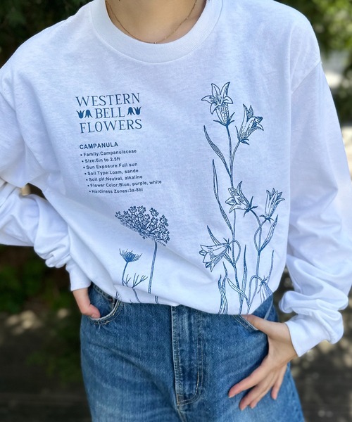 mi via loca(ミヴィアロカ)の「GILDAN ベルフラワーロゴロンT 【PT NO. MVL031 ※2A】(Tシャツ/カットソー・レディース・ベージュ/オフホワイト/ライトブルー・MEDIUM/X-LARGE)」の1枚目の写真