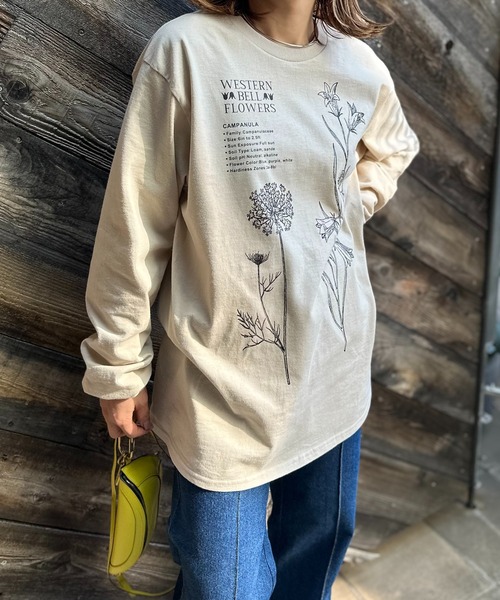 mi via loca(ミヴィアロカ)の「GILDAN ベルフラワーロゴロンT 【PT NO. MVL031 ※2A】(Tシャツ/カットソー・レディース・ベージュ/オフホワイト/ライトブルー・MEDIUM/X-LARGE)」の7枚目の写真