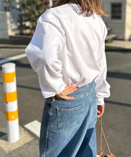 mi via loca(ミヴィアロカ)の「GILDAN ベルフラワーロゴロンT 【PT NO. MVL031 ※2A】(Tシャツ/カットソー・レディース・ベージュ/オフホワイト/ライトブルー・MEDIUM/X-LARGE)」の15枚目の写真