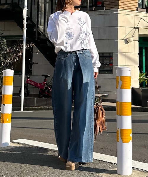 mi via loca(ミヴィアロカ)の「GILDAN ベルフラワーロゴロンT 【PT NO. MVL031 ※2A】(Tシャツ/カットソー・レディース・ベージュ/オフホワイト/ライトブルー・MEDIUM/X-LARGE)」の5枚目の写真