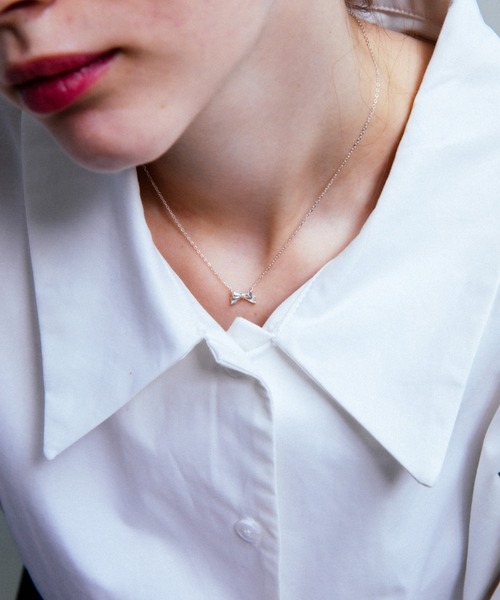 whim(ウィム)の「【NEW】Silver925 classic ribbon necklace(ネックレス・レディース・ゴールド/シルバー・FREE)」の2枚目の写真