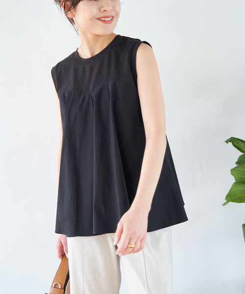 ✨綿100%✨ スピックアンドスパン ビスチェコンビノースリプルオーバー 黒 ビスチェコンビノースリプルオーバー（Tシャツ/カットソー