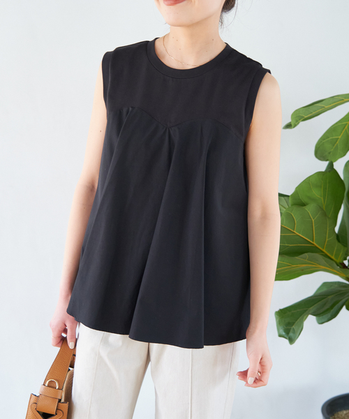✨綿100%✨ スピックアンドスパン ビスチェコンビノースリプルオーバー 黒 ビスチェコンビノースリプルオーバー（Tシャツ/カットソー