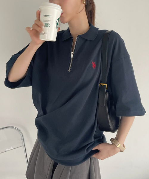 アミパリ　ショートスリーブポロ　セットアップ セール】Ada. // U.S. POLO ASSN. ハーフジップ ショート