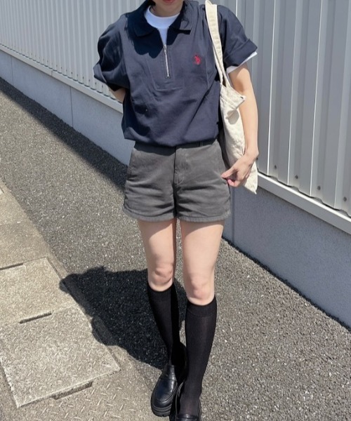 U.S. POLO ASSN.(ユーエスポロアッスン)の「Ada. // U.S. POLO ASSN. ハーフジップ ショートスリーブ ポロシャツ(ポロシャツ・レディース・ブラック/ネイビー/オフホワイト/杢グレー/チャコール・L/M/S)」の22枚目の写真