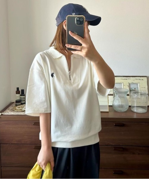 U.S. POLO ASSN.(ユーエスポロアッスン)の「Ada. // U.S. POLO ASSN. ハーフジップ ショートスリーブ ポロシャツ(ポロシャツ・レディース・ブラック/ネイビー/オフホワイト/杢グレー/チャコール・L/M/S)」の8枚目の写真