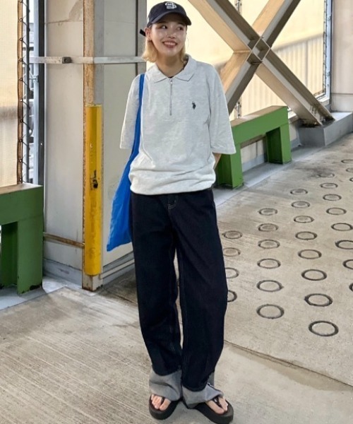 U.S. POLO ASSN.(ユーエスポロアッスン)の「Ada. // U.S. POLO ASSN. ハーフジップ ショートスリーブ ポロシャツ(ポロシャツ・レディース・ブラック/ネイビー/オフホワイト/杢グレー/チャコール・L/M/S)」の13枚目の写真