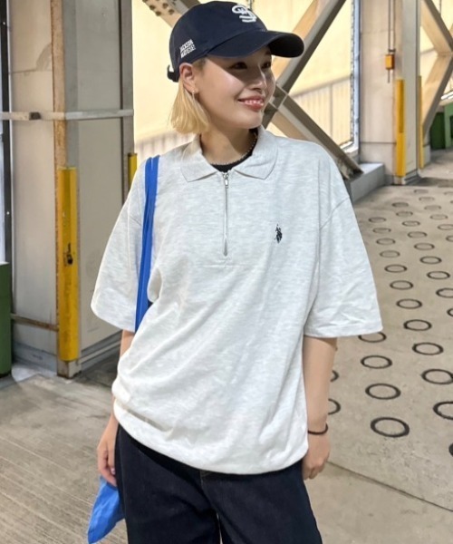 U.S. POLO ASSN.(ユーエスポロアッスン)の「Ada. // U.S. POLO ASSN. ハーフジップ ショートスリーブ ポロシャツ(ポロシャツ・レディース・ブラック/ネイビー/オフホワイト/杢グレー/チャコール・L/M/S)」の15枚目の写真