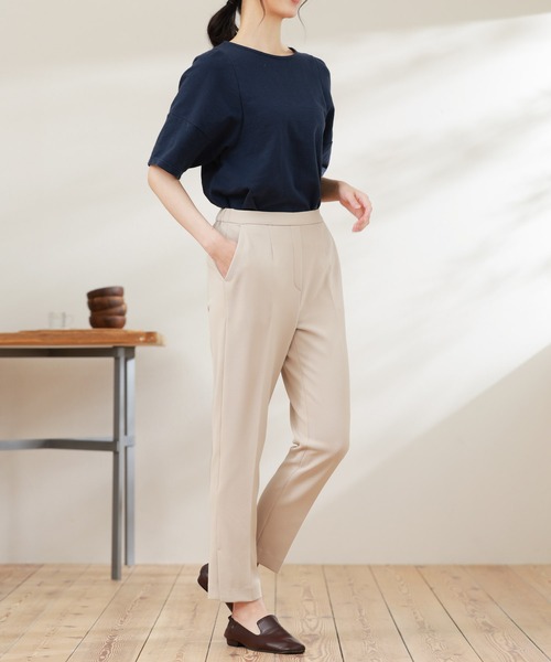 sankyo shokai(サンキョウショウカイ)の「テーパードパンツ ストレッチ ウエストゴム 日本製(スラックス・レディース・ベージュ/ネイビー/ホワイト/ブラック・M/L/LL)」の14枚目の写真