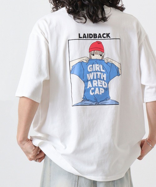 Red Cap Girl(レッドキャプガール)の「REDCAPGIRL 天竺 バックプリント ルーズシルエット半袖Tシャツ(Tシャツ/カットソー・メンズ・ホワイト/アッシュグレー・M/L)」の1枚目の写真