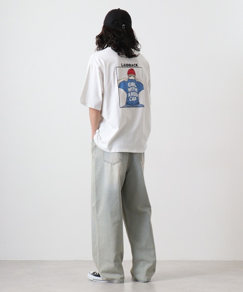 Red Cap Girl(レッドキャプガール)の「REDCAPGIRL 天竺 バックプリント ルーズシルエット半袖Tシャツ(Tシャツ/カットソー・メンズ・ホワイト/アッシュグレー・M/L)」の5枚目の写真