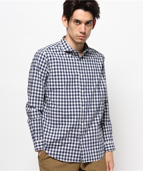 ivory court（アイボリーコート）の「スイスコットン タイプライターチェックシャツ（シャツ/ブラウス・メンズ・ライトグレー/ベージュ/ネイビー・36/40/38）」の3枚目の写真