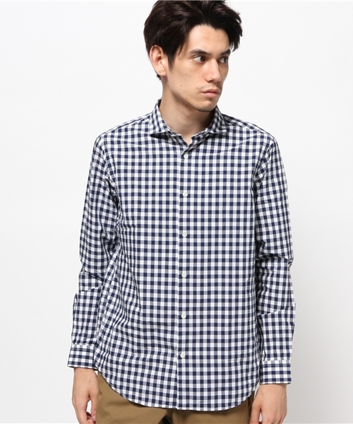 ivory court（アイボリーコート）の「スイスコットン タイプライターチェックシャツ（シャツ/ブラウス・メンズ・ライトグレー/ベージュ/ネイビー・36/40/38）」の4枚目の写真