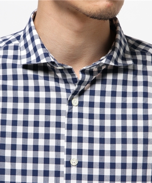 ivory court（アイボリーコート）の「スイスコットン タイプライターチェックシャツ（シャツ/ブラウス・メンズ・ライトグレー/ベージュ/ネイビー・36/40/38）」の10枚目の写真