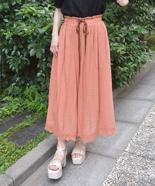 axes femme（アクシーズファム）の「選べる着丈楊柳ワイドパンツ（その他パンツ・レディース・ブラック/グレイッシュベージュ/ブルー/ピンク/オレンジ・SMALL/MEDIUM）」の5枚目の写真