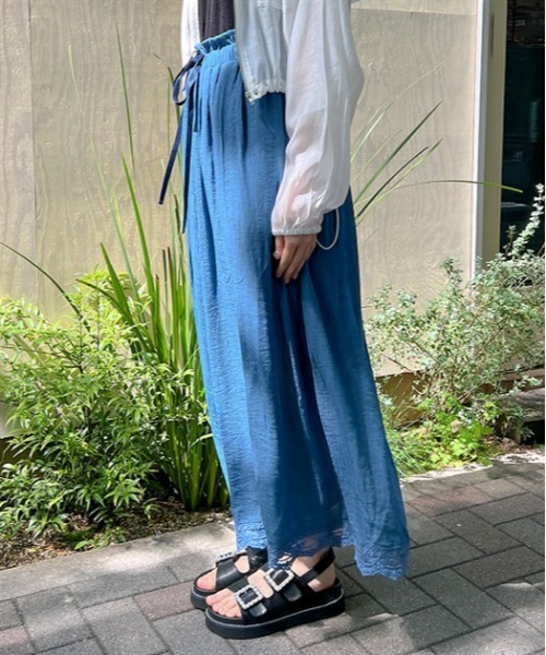 axes femme（アクシーズファム）の「選べる着丈楊柳ワイドパンツ（その他パンツ・レディース・ブラック/グレイッシュベージュ/ブルー/ピンク/オレンジ・SMALL/MEDIUM）」の7枚目の写真