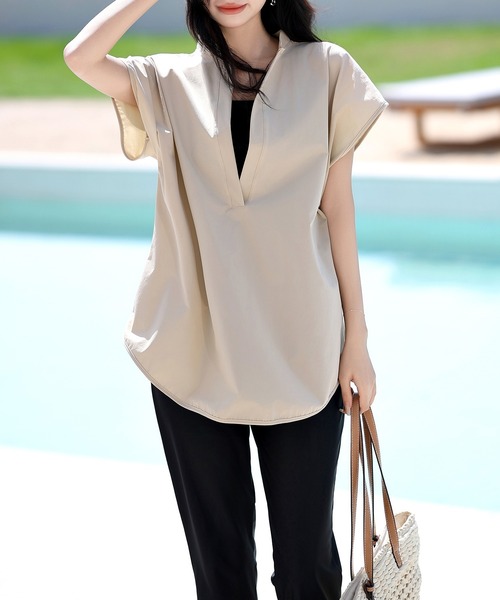 レディース 2WAYラッシュガード半袖スキッパートップス＋ブラトップ+