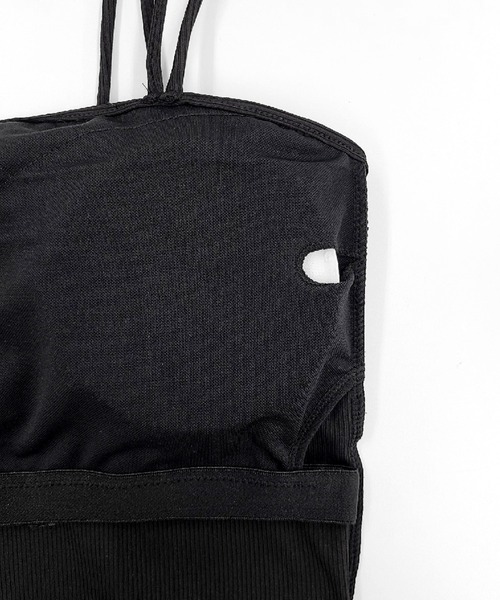 TeddyShop（テディショップ）の「レディース 2WAYラッシュガード半袖スキッパートップス＋ブラトップ+フレアパンツ 3点セット（ラッシュガード・レディース・ベージュ×ブラック・L/M）」の13枚目の写真