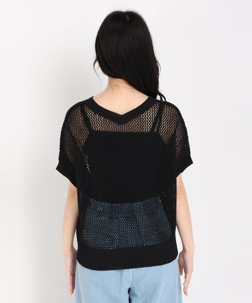 STRAWBERRY-FIELDS(ストロベリーフィールズ)の「メッシュ編和紙混ニット(ニット/セーター・レディース・ホワイト/グレー/ブラック・2)」の14枚目の写真