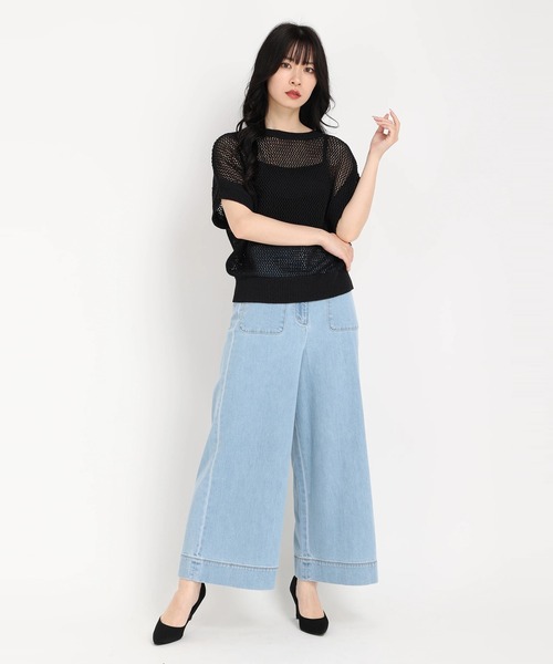 STRAWBERRY-FIELDS(ストロベリーフィールズ)の「メッシュ編和紙混ニット(ニット/セーター・レディース・ホワイト/グレー/ブラック・2)」の9枚目の写真