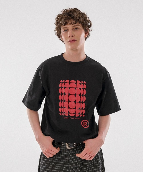 WISH FOR EVER(ウィッシュフォーエバー)の「DRAW CODE DOT ART T/ドローコードドットアートT(Tシャツ/カットソー・メンズ・ネイビー/レッド/グレー/ホワイト/ブラウン/ピンク/オフホワイト/ライトブルー/ホワイト系/杢グレー/ブラック/ネイビー系・MEDIUM/LARGE/SMALL)」の4枚目の写真