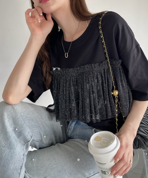 Ada.(エイダ)の「プリント チュール ドッキング Tシャツ(Tシャツ/カットソー・レディース・ブラック/ホワイト・FREE)」の12枚目の写真