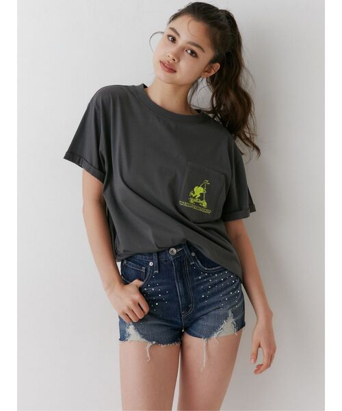 GYDA(ジェイダ)の「FLEX ZONE BUNNYポケットBIG Tシャツ(Tシャツ/カットソー・レディース・ライム/チャコールグレー/オフホワイト・FREE)」の15枚目の写真