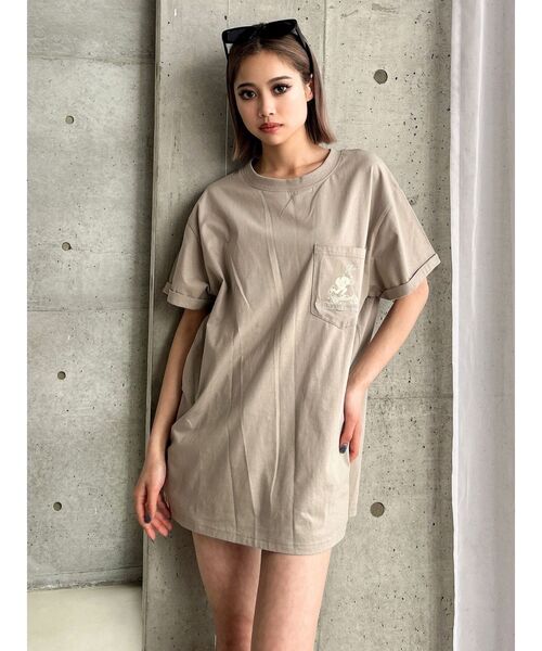 GYDA(ジェイダ)の「FLEX ZONE BUNNYポケットBIG Tシャツ(Tシャツ/カットソー・レディース・ライム/チャコールグレー/オフホワイト・FREE)」の17枚目の写真