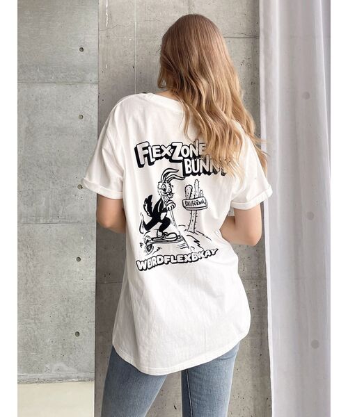GYDA(ジェイダ)の「FLEX ZONE BUNNYポケットBIG Tシャツ(Tシャツ/カットソー・レディース・ライム/チャコールグレー/オフホワイト・FREE)」の19枚目の写真