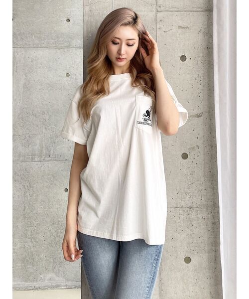 GYDA(ジェイダ)の「FLEX ZONE BUNNYポケットBIG Tシャツ(Tシャツ/カットソー・レディース・ライム/チャコールグレー/オフホワイト・FREE)」の21枚目の写真