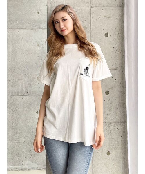 GYDA(ジェイダ)の「FLEX ZONE BUNNYポケットBIG Tシャツ(Tシャツ/カットソー・レディース・ライム/チャコールグレー/オフホワイト・FREE)」の22枚目の写真