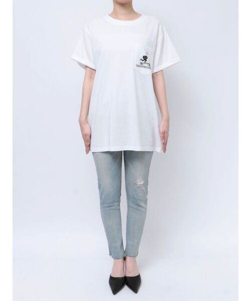 GYDA(ジェイダ)の「FLEX ZONE BUNNYポケットBIG Tシャツ(Tシャツ/カットソー・レディース・ライム/チャコールグレー/オフホワイト・FREE)」の8枚目の写真