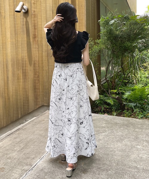 MIIA（ミーア）の「ラッフルフリルニット（ニット/セーター・レディース・パープル/オフホワイト/ブラック・FREE）」の10枚目の写真